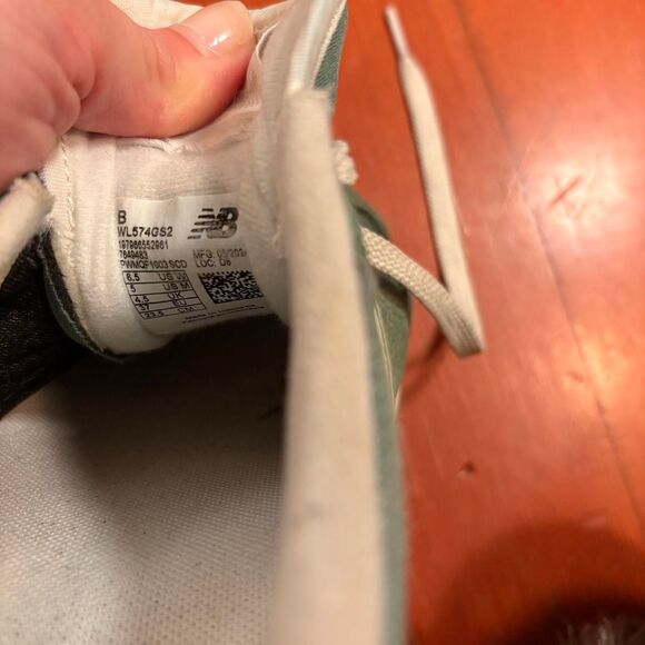 New Balance 574 Women's Mallard Green Yellow White Trainers Size 6.5 - Picture 8 of 8